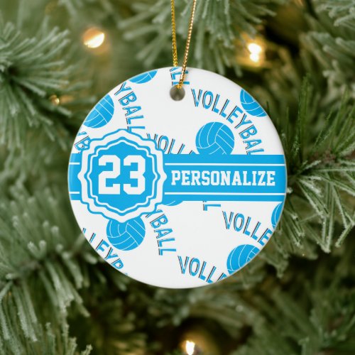 Baby Blue Volleyball Ceramic Ornament