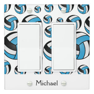 Baby Blue Volleyball Pattern Light Switch Cover