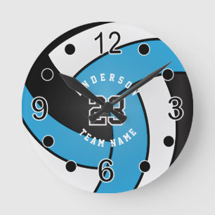 Baby Blue Volleyball Style with DIY Text Round Clock