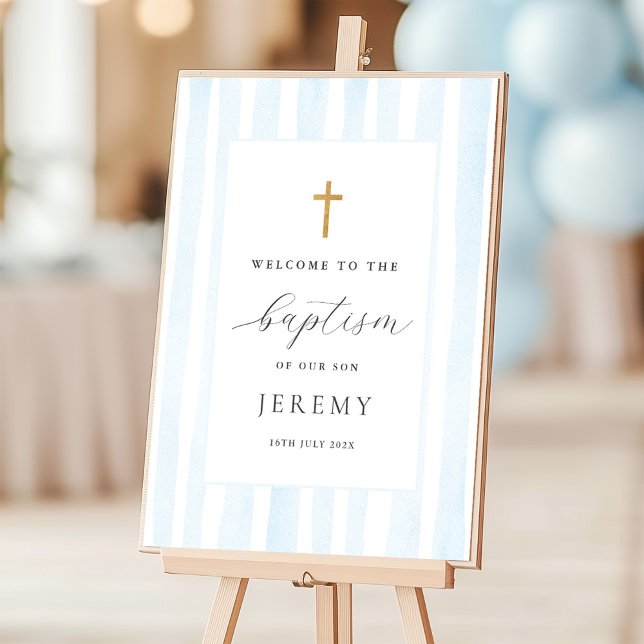 Baby Blue Watercolor Baptism Welcome Sign (Creator Uploaded)