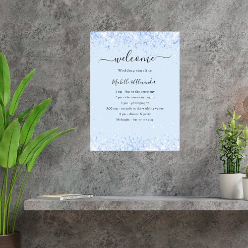 Baby blue wedding program poster