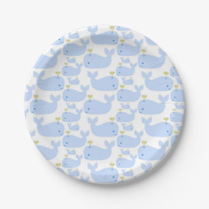 Baby Blue Whales Infant Gift Shower Paper Plates