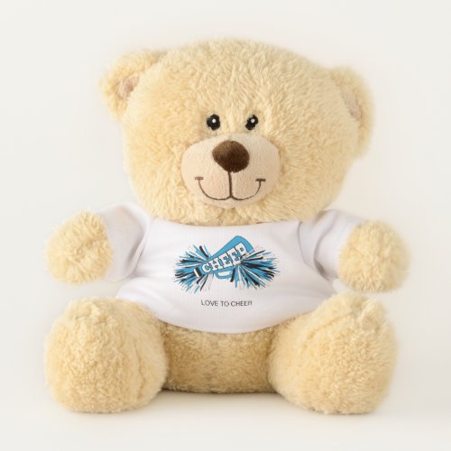 Baby Blue White and Black  Cheerleader Teddy Bear