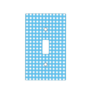 Baby Blue White Checkered Gingham  Light Switch Cover