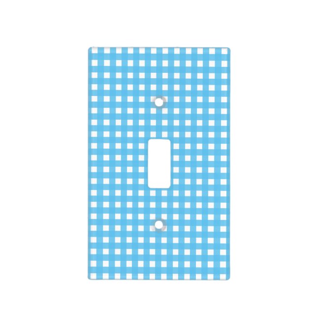 Baby Blue White Checkered Gingham  Light Switch Cover (Front)