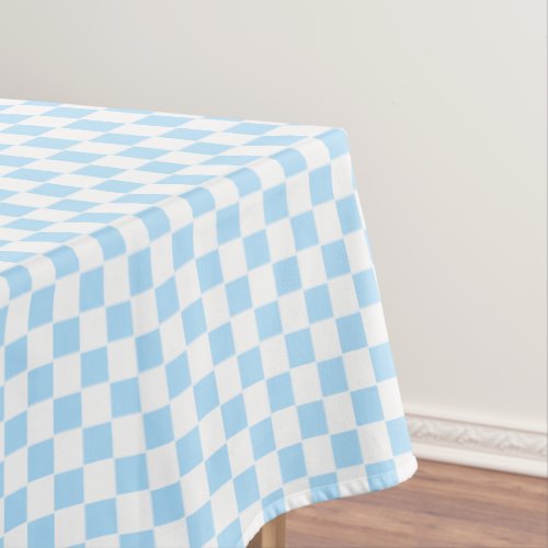 Baby Blue White Checkered Pattern Kids Room Decor Tablecloth