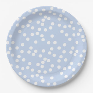 Baby Blue & White Confetti / Polkadots Paper Plates