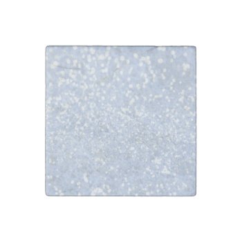Baby Blue White Elegant Faux Glitter Pattern Stone Magnet by pink_water at Zazzle
