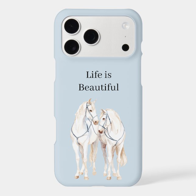 Baby Blue White Horses Case-Mate iPhone Case (Back)