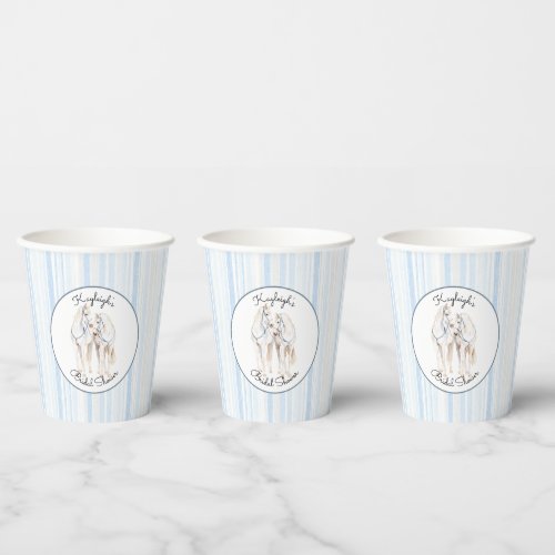 Baby Blue White Horses Stripes Bridal Shower  Paper Cups