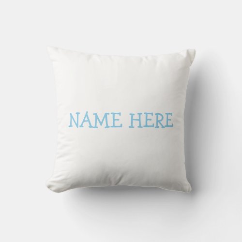 Baby Blue  White Lamb Pattern  Name Throw Pillow