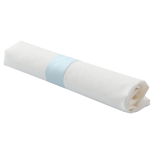 Baby Blue White Merry Christmas Personalized Napkin Bands (Angled)