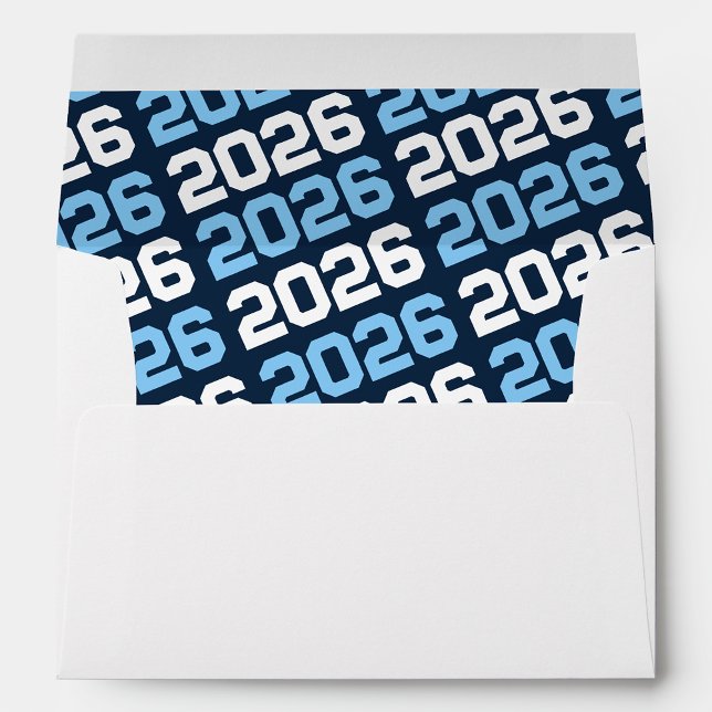 Baby Blue, White & Navy ANY YEAR Graduation Envelope (Creator Uploaded)