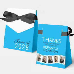 Baby Blue & White Photo Collage Filmstrip Favor Boxes