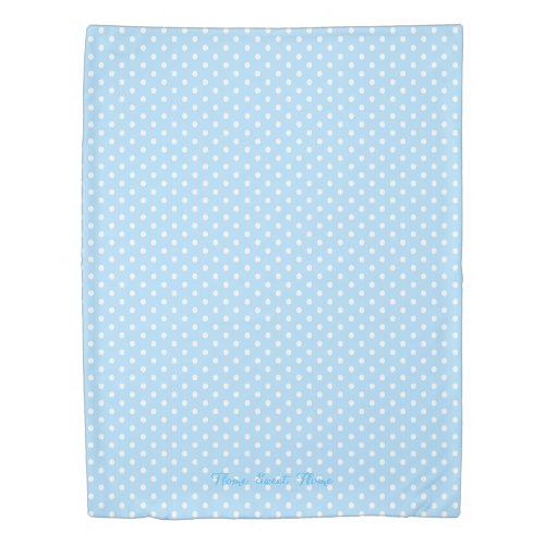 Baby Blue White Polka Dots Pattern Monogrammed Duvet Cover