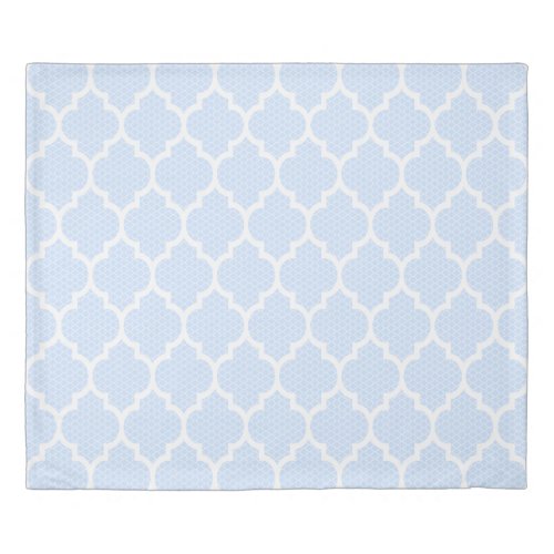 Baby Blue  White Quatrefoil Modern Pattern Duvet Cover