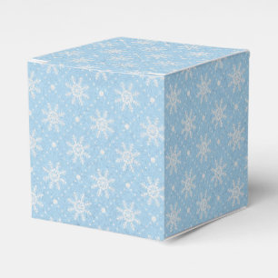 Baby Blue White Snowflake Christmas Pattern Favor Boxes