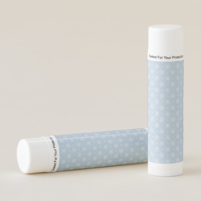 Baby Blue White Snowflake Christmas Pattern Lip Balm (Front)