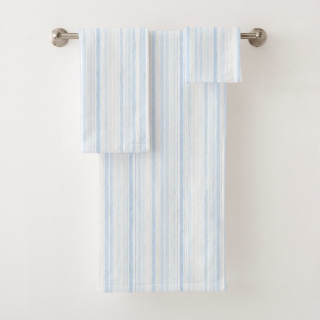 Baby Blue White Stripes Bath Towel Set (Insitu)