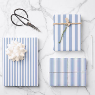 Baby Blue & White Stripes Wrapping Paper Sheets