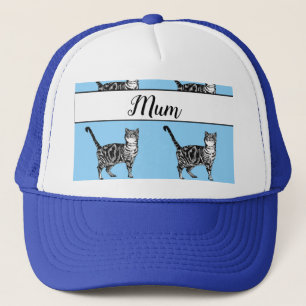 Baby Blue White Tabby cat Cats Whimsical Mom Trucker Hat