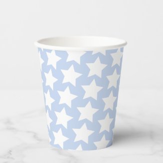 Baby Blue with a White Stars Pattern Paper Cups