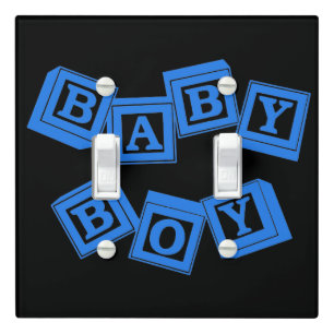 Baby Blue Wood Alphabet Cube Blocks Light Switch Cover