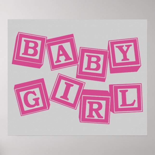Baby Blue Wood Alphabet Cube Blocks Poster (Front)