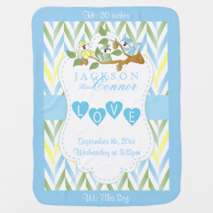 Baby Blue, Yellow and Green Pastel Squirrels Receiving Blanket