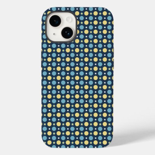 Baby Blue Yellow Polka Dots Pattern  Case_Mate iPhone 14 Case