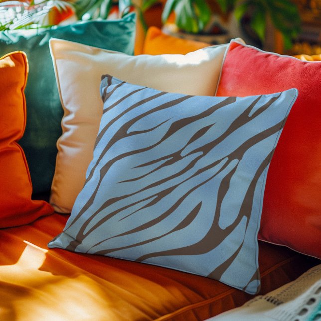 Baby Blue Zebra Pattern  Throw Pillow (Creator Uploaded)