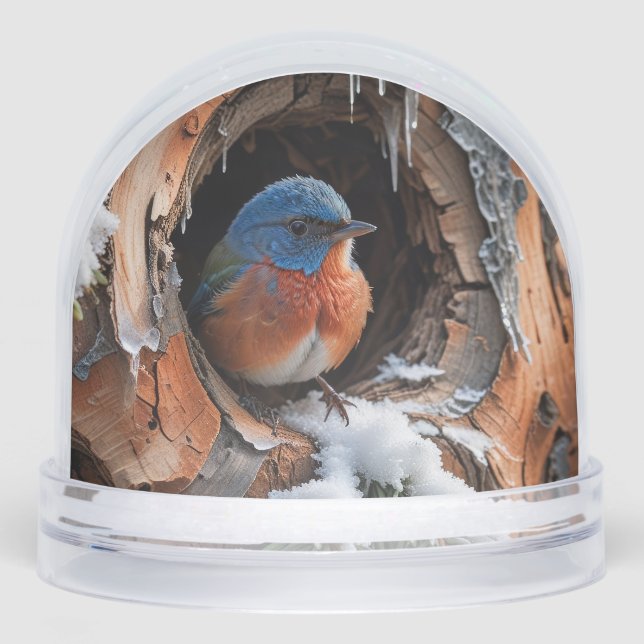 Baby Bluebird in the winter Snow Globe (Front)