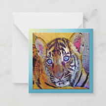 Baby Blues Eyes Tiger Cub Flat Note Card