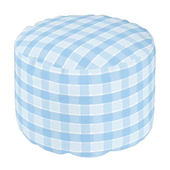 Baby Blues Striped Round Pouf (Angled Front)