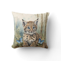 Baby Bobcat Boys  Throw Pillow