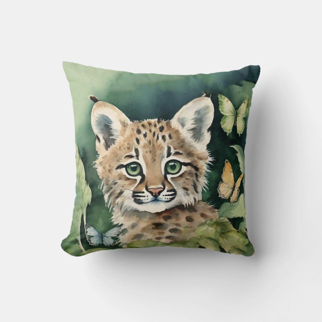 Baby Bobcat Gender Neutral   Throw Pillow (Front)