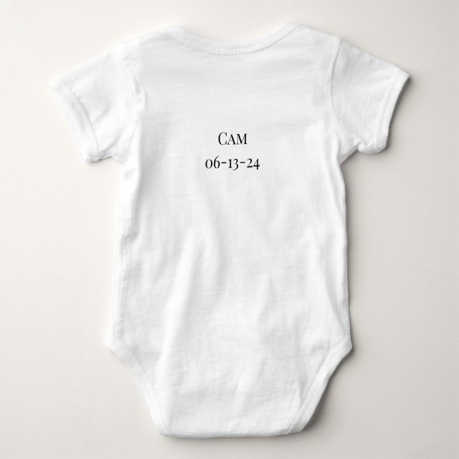 Baby body suit says “I have arrived” customizable  Baby Bodysuit (Back)