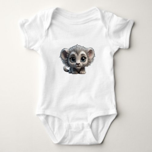 Baby body suit with a cute silver color baby lion  baby bodysuit