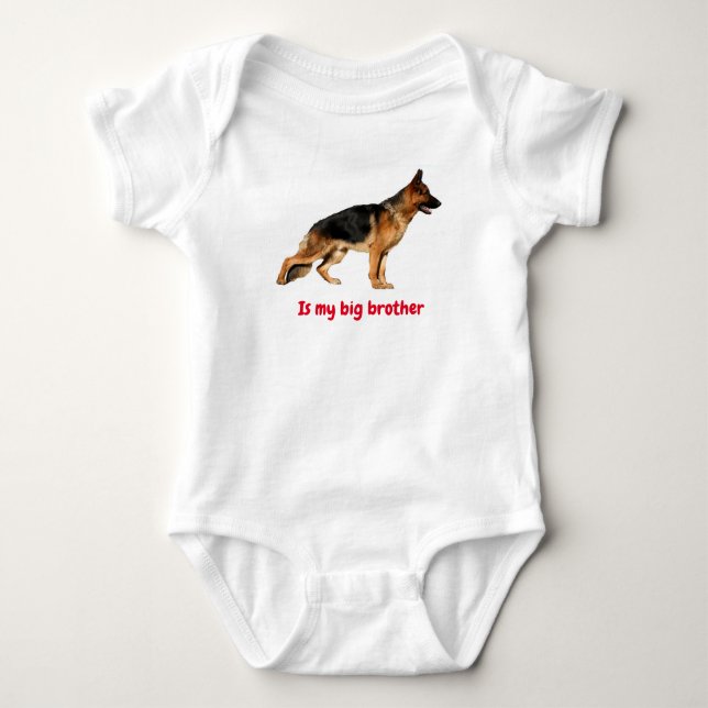 Baby body suit with German Shepherd "big brother" Baby Bodysuit (Front)