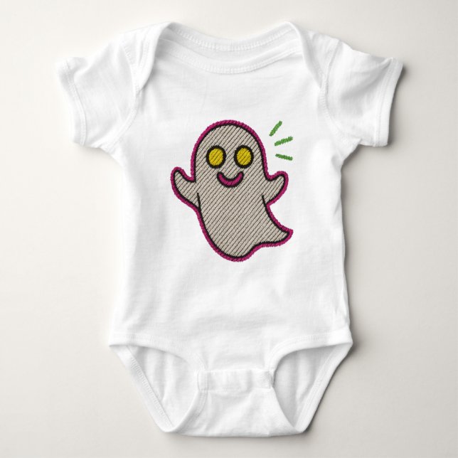 Baby Body with Embroidered Ghost - Diffti Design Bodysuit (Front)
