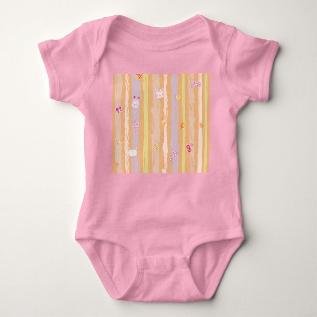 Baby Bodysuit – Baby Joy & Creatures Pastel Animal (Front)