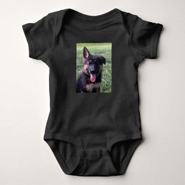 Baby Bodysuit, Custom Cute Dog photo Hazel Bodysuit (Front)
