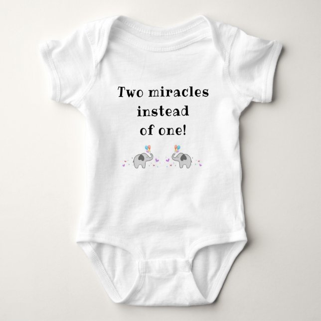 Baby Bodysuit for Twins, Onepiece w cute Slogan, (Front)