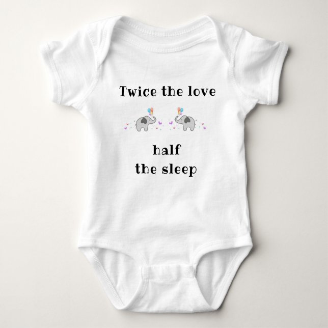 Baby Bodysuit for Twins, Onepiece w cute Slogan, (Front)