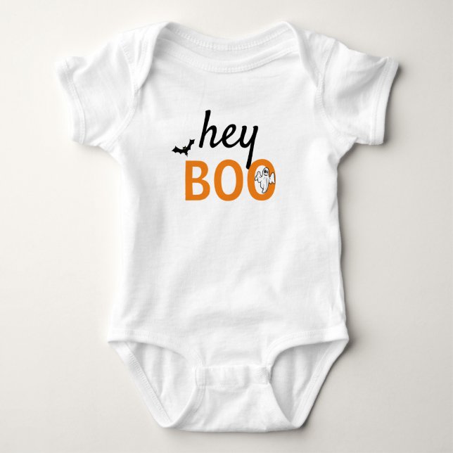 Baby Bodysuit - hey BOO Ghost / Bats (Front)