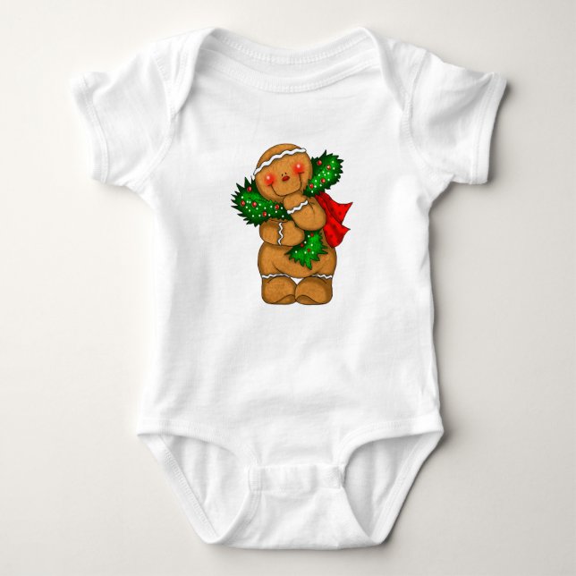 Baby Bodysuit Holiday Gingerbread Person (Front)