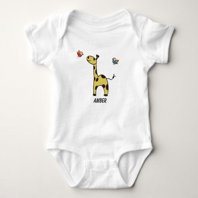 Baby bodysuit little Giraffe and birds (Front)