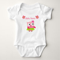 Baby Bodysuit Owl, Tropical Flowers, Personalize