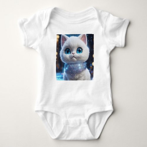 Baby bodysuit white colour cute cat design