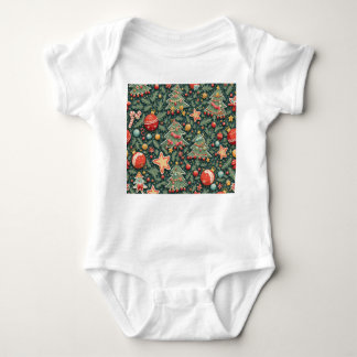 Baby bodysuit with a colorful Christmas pattern